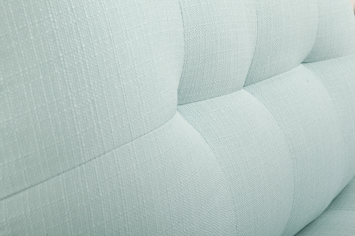 Fauteuil scandinave en tissu menthe � l'eau et bois clair YUMI