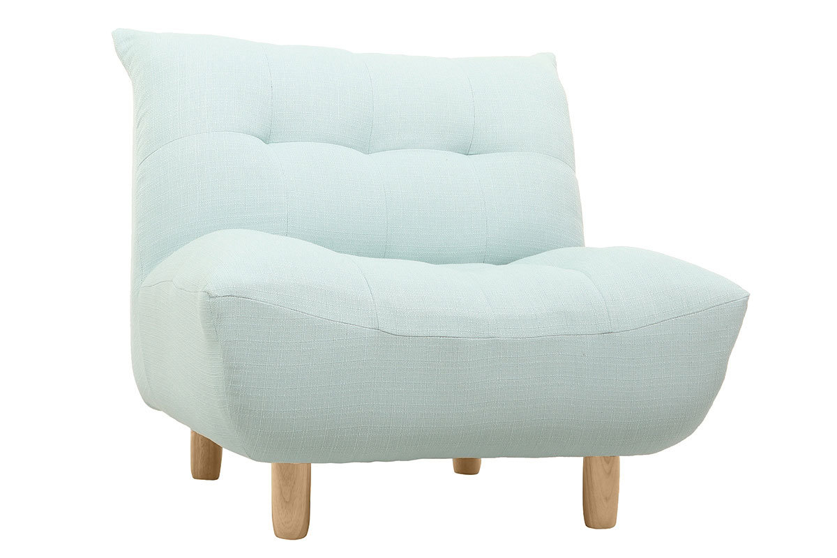 Fauteuil scandinave en tissu menthe � l'eau et bois clair YUMI