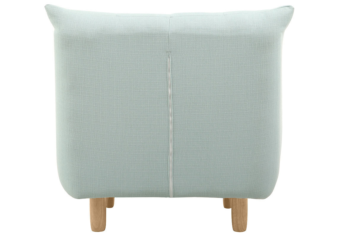 Fauteuil scandinave en tissu menthe � l'eau et bois clair YUMI