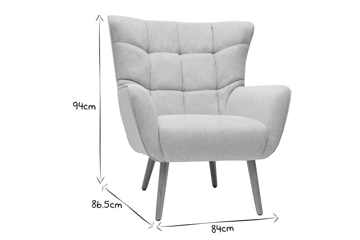 Fauteuil scandinave tissu effet velours textur� vert fonc� et bois clair AVERY