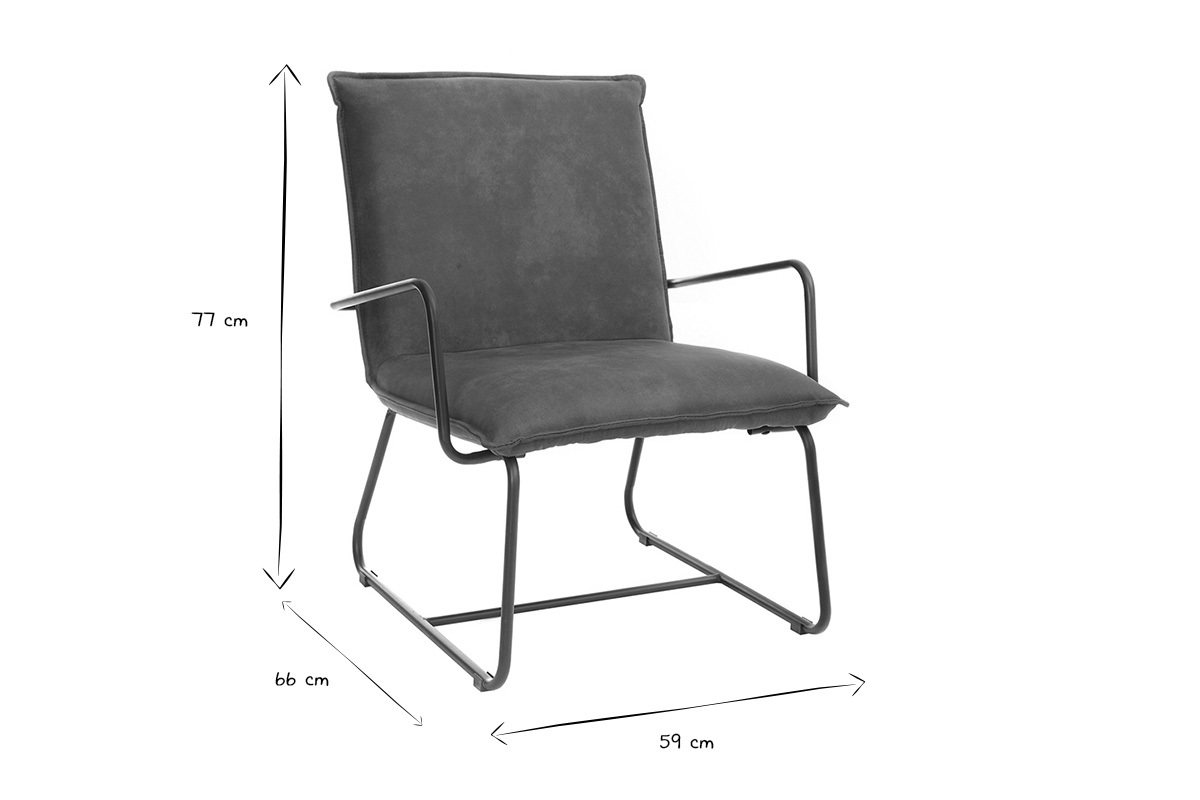 Fauteuil vintage marron et m�tal noir MERCY