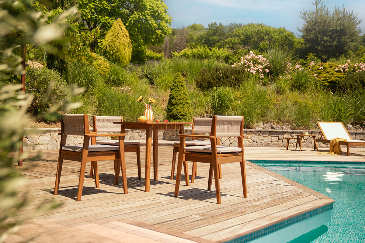Fauteuils de jardin en bois massif et corde tress�e (lot de 2) ZEPHYR