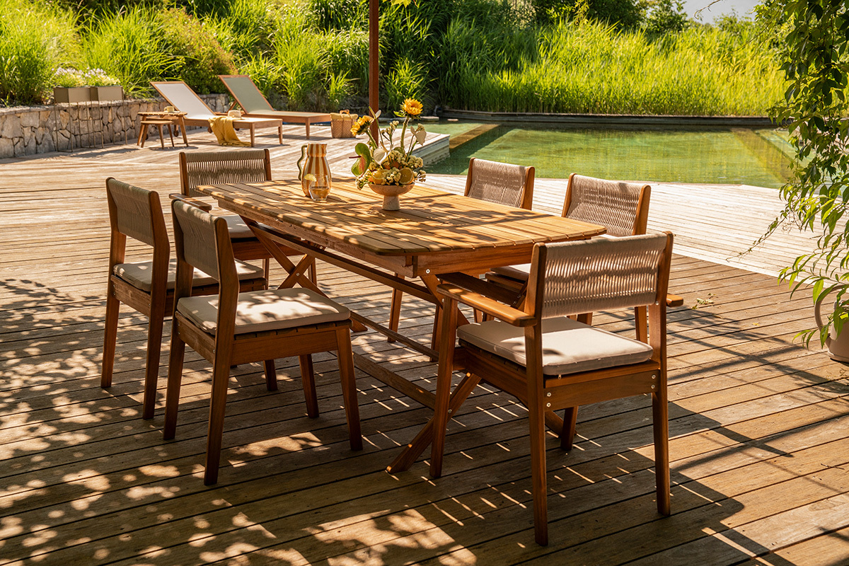 Fauteuils de jardin en bois massif et corde tress�e (lot de 2) ZEPHYR