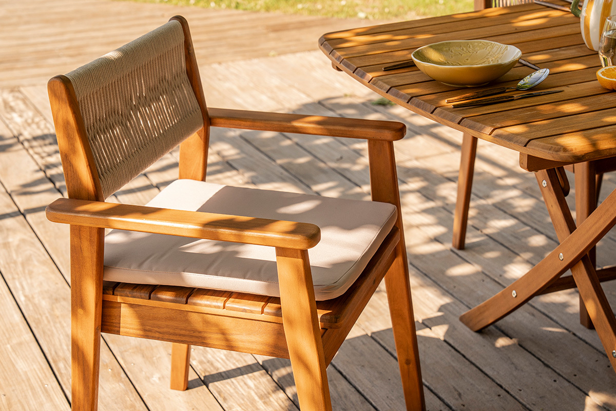 Fauteuils de jardin en bois massif et corde tress�e (lot de 2) ZEPHYR