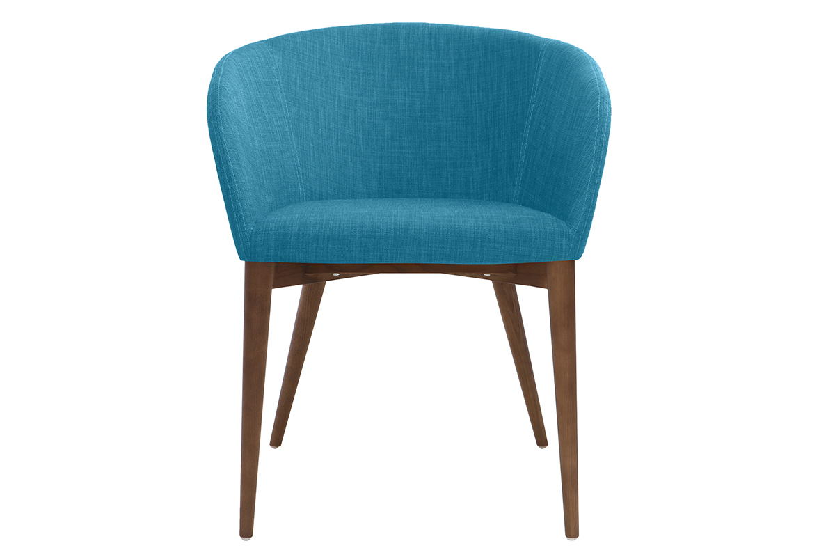 Fauteuils design bleu et bois fonc� (lot de 2) DALIA