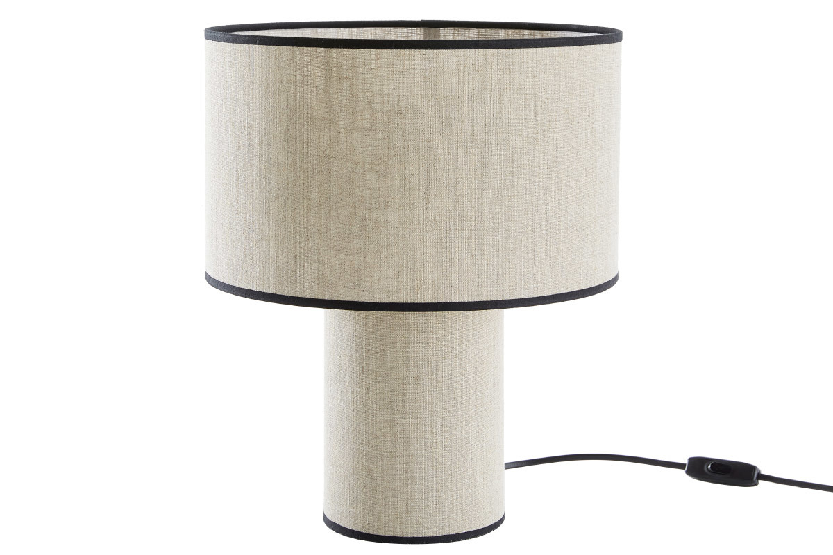 Lampe � poser design en lin et coton noir H36 cm SLOT