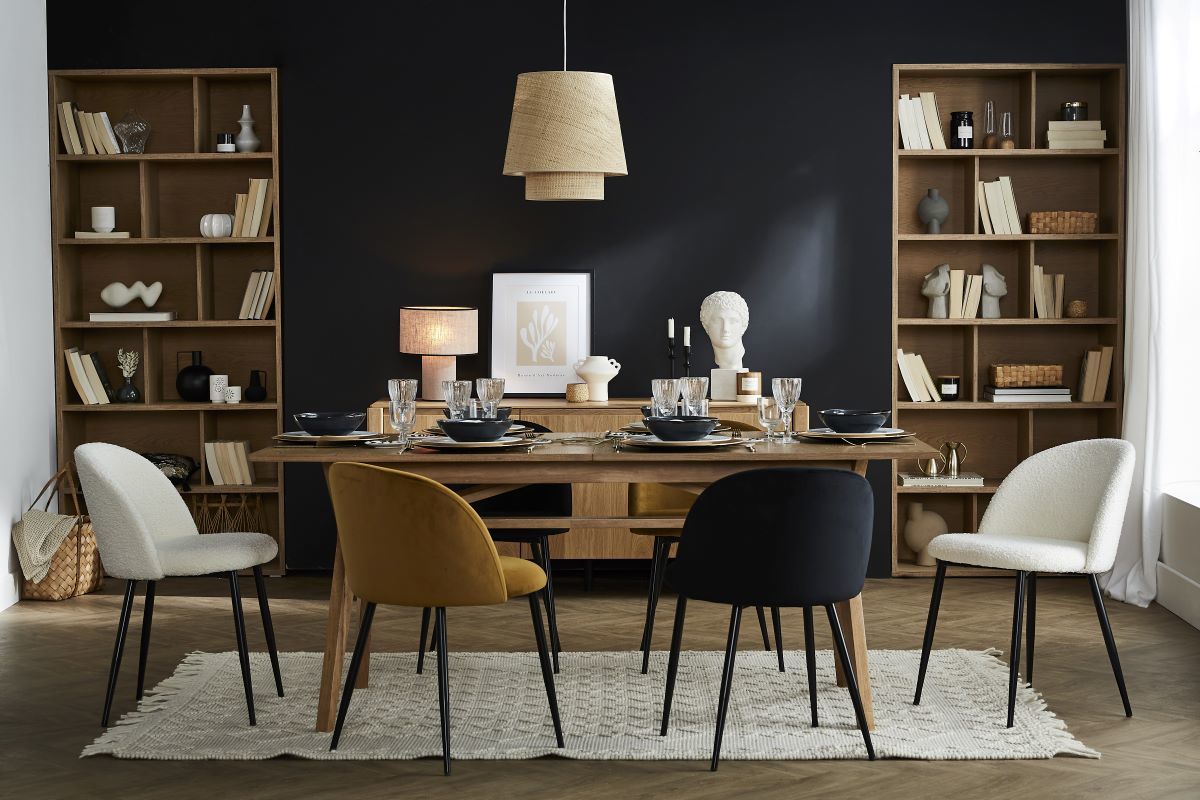 Lampe � poser design en lin et coton noir H36 cm SLOT