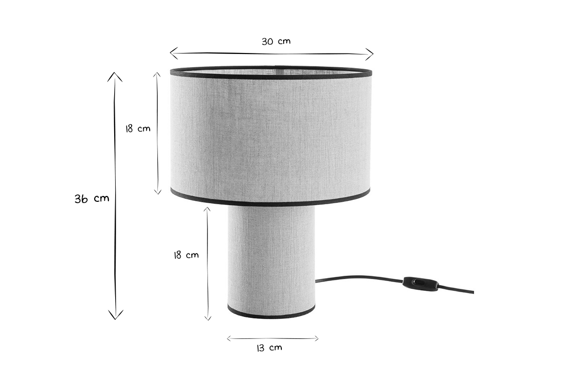 Lampe � poser design en lin et coton noir H36 cm SLOT