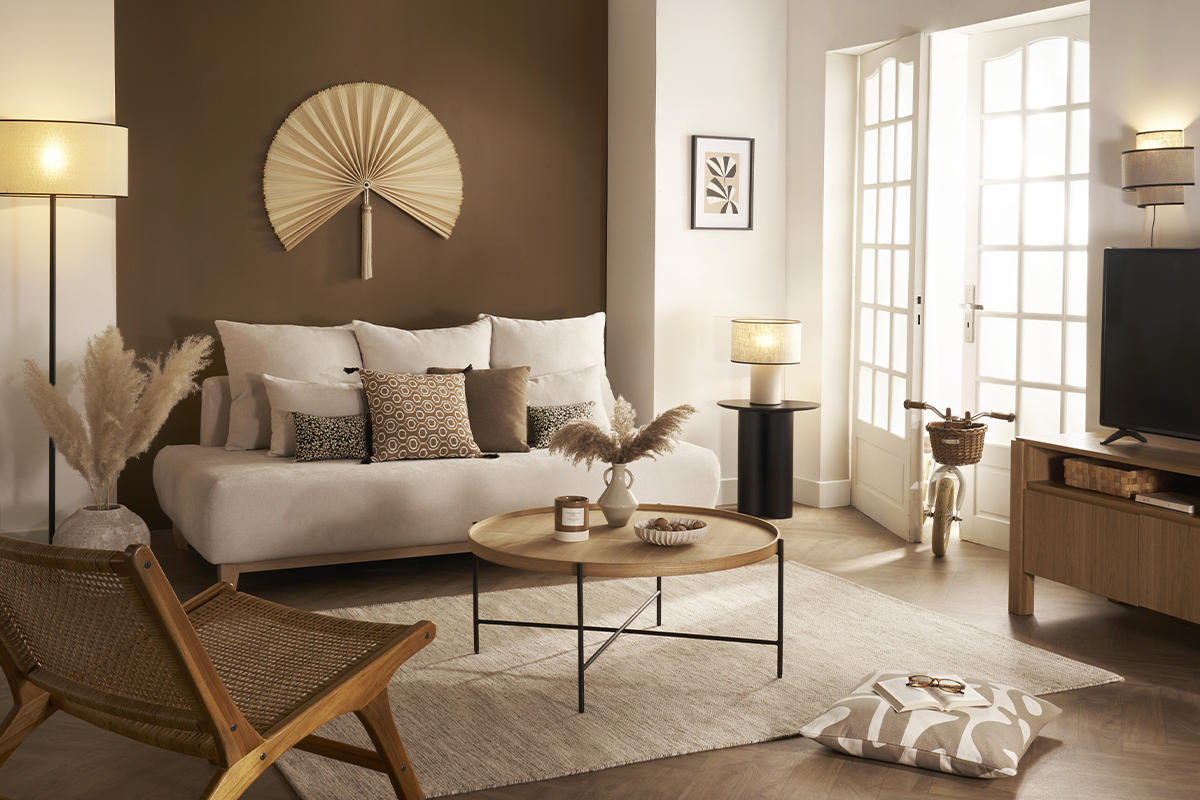 Lampe � poser design en lin et coton noir H36 cm SLOT