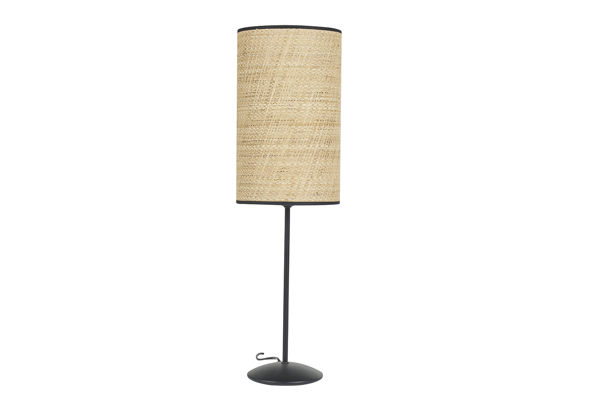 Lampe � poser en rabane et m�tal noir H56.5 cm ALOE