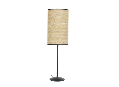 Lampe &agrave; poser en rabane et m&eacute;tal noir H56.5 cm ALOE