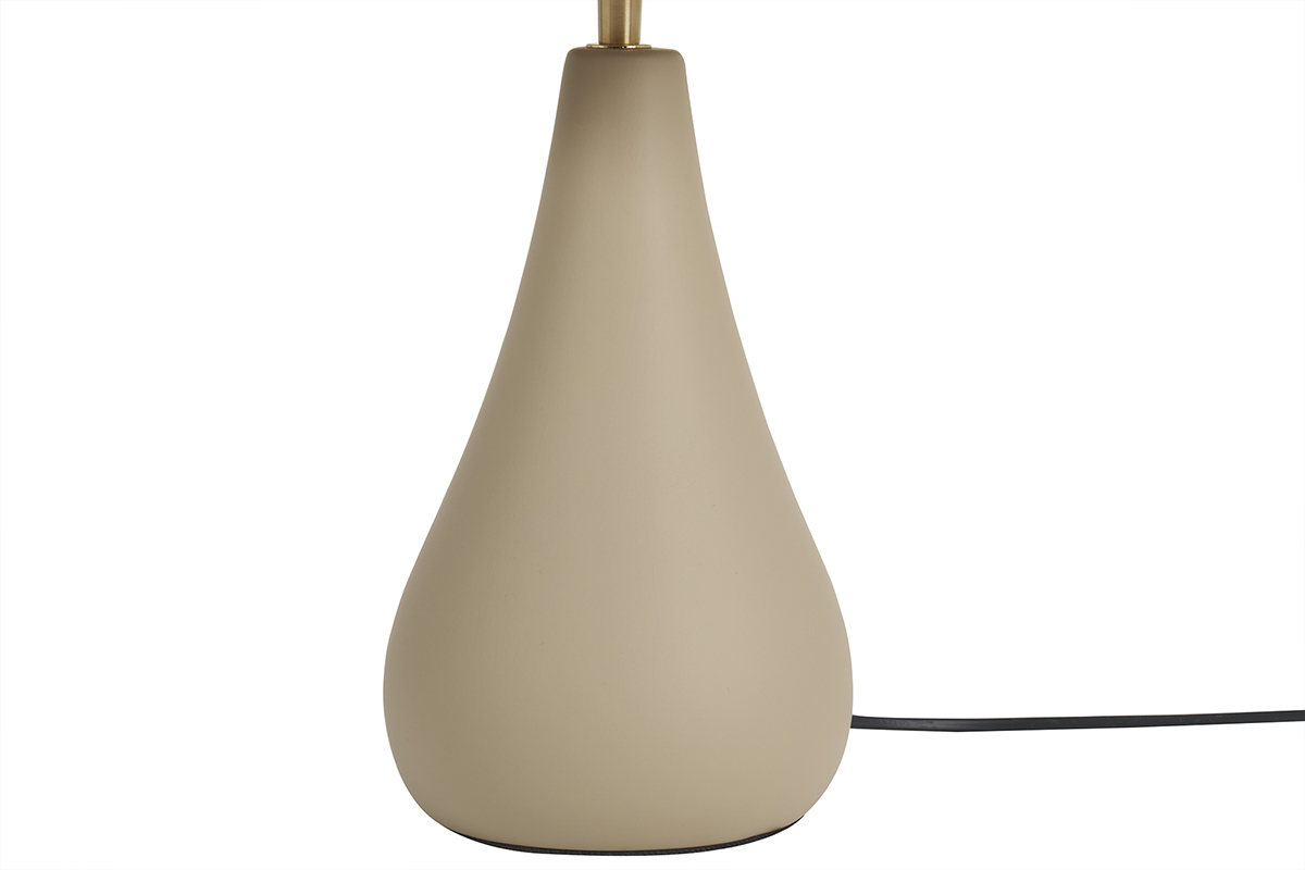 Base de lampe en c�ramique taupe mate, vue de c�t�.