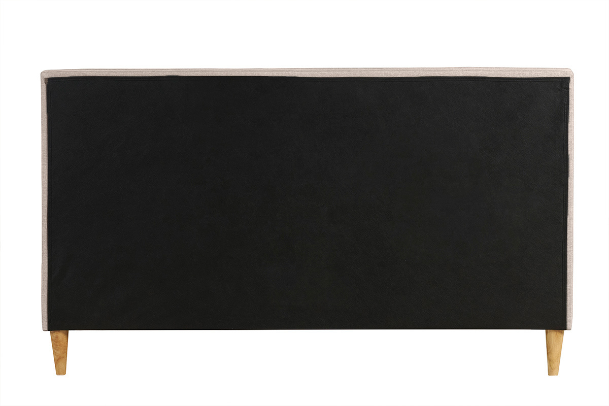 Lit 2 places 160x200 cm avec t�te de lit en tissu beige LEONCE