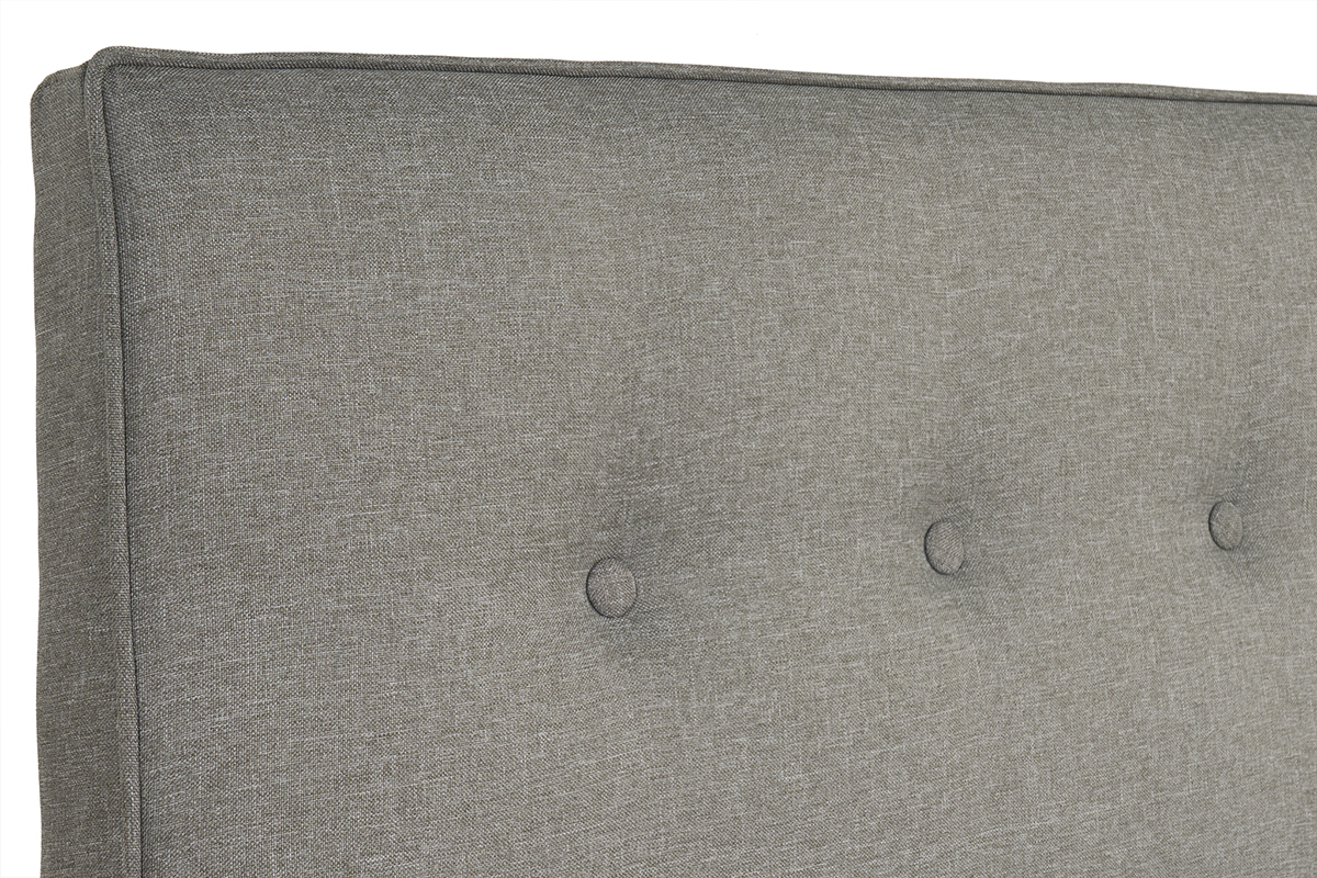 Lit 2 places 160x200 cm avec t�te de lit en tissu gris clair LEONCE