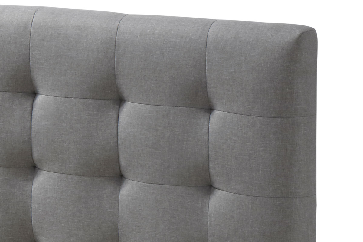 Lit 2 places 160x200 cm en bois et tissu gris capitonn� LYNN