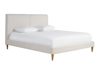 Lit 2 places 160x200 cm en tissu beige et bois clair SALOME