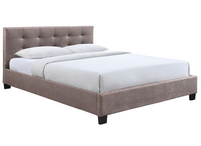 Lit 2 places 160x200 cm en tissu camel capitonn&eacute; MARQUISE