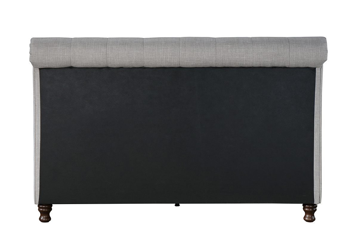 Lit 2 places 160x200 cm en tissu gris capitonn� RILEY