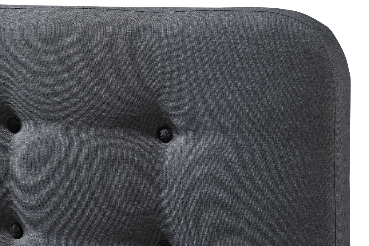 Lit 2 places 160x200 cm en tissu gris fonc� capitonn� HOLSEN