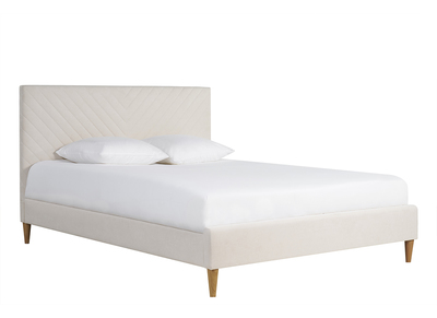 Lit 2 places 160x200 en tissu beige SIDONIE