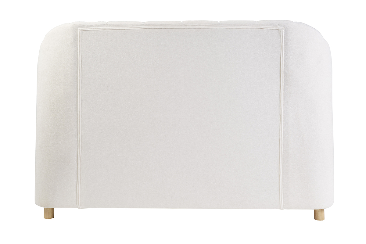 Lit 2 places 160x200 en tissu laine boucl�e, design coquillage, pieds en bois clair