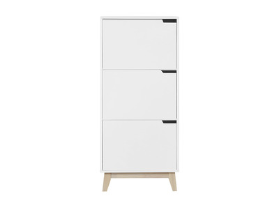 Meuble de rangement haut blanc et bois clair 3 portes L60 cm LEENA