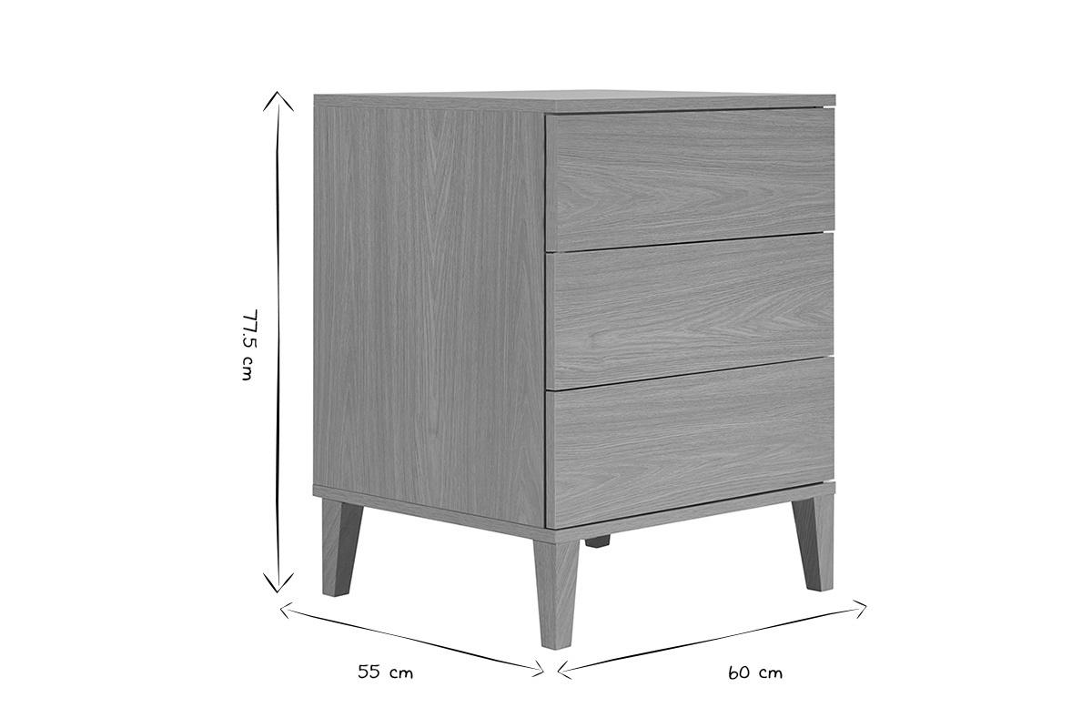 Dimensions du meuble de salle de bain FREDDY en noir et blanc, 77,5 cm de hauteur, 60 cm de largeur, 55 cm de profondeur.