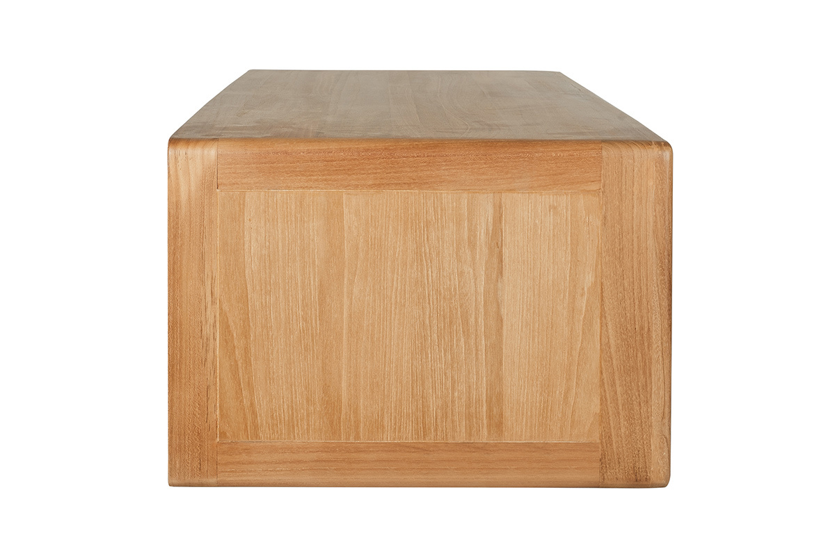 Vue de profil du meuble de salle de bain suspendu en bois teck massif, L120 cm, mod�le BALIA
