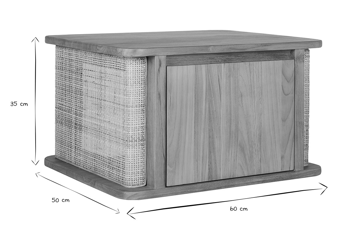 Dimensions du meuble de salle de bain SOLEA : 60 cm largeur, 40 cm profondeur, 35 cm hauteur, en noir et blanc.
