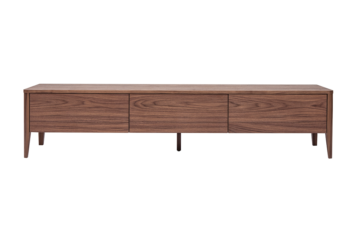 Meuble TV bois fonc� noyer 3 tiroirs L180 cm BENJA