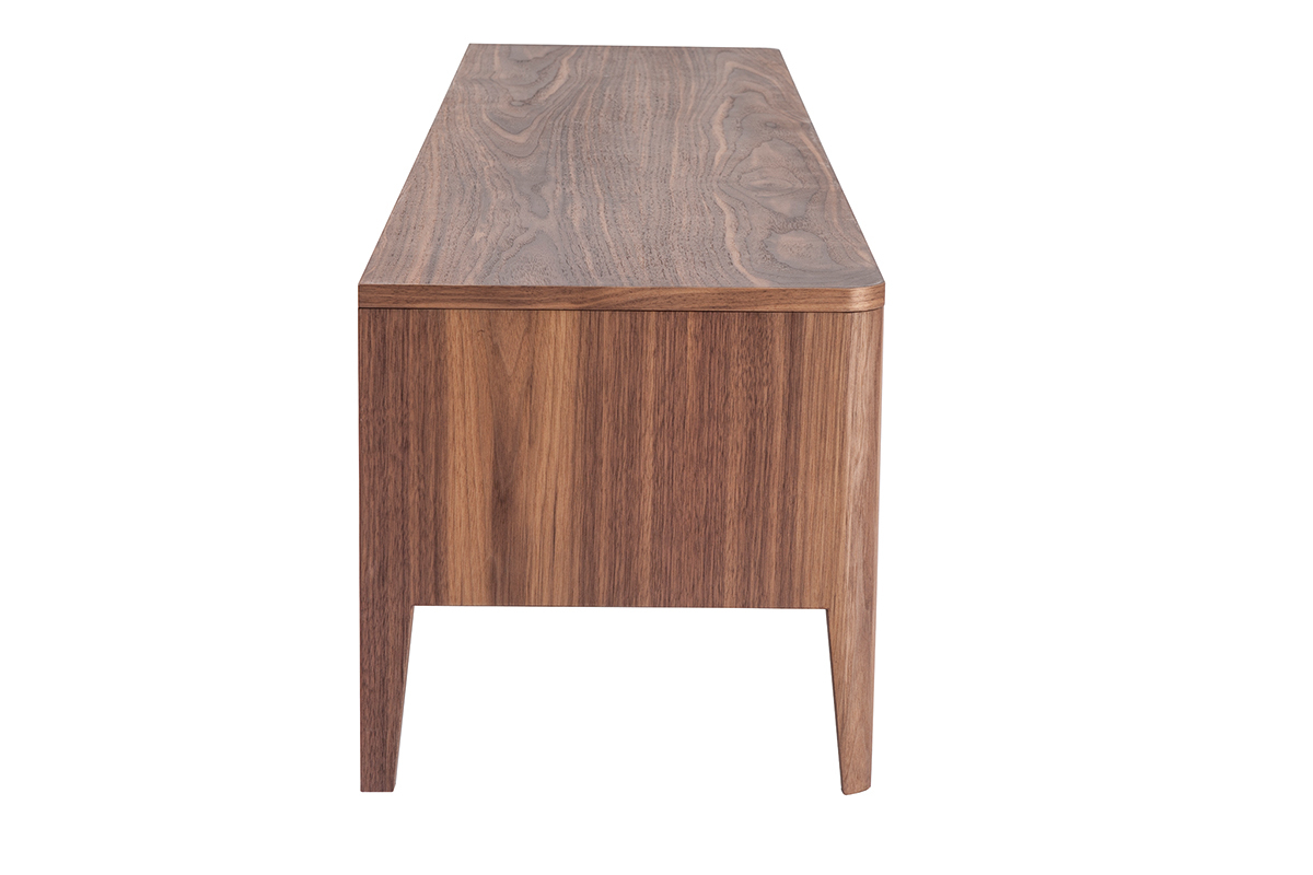 Meuble TV bois fonc� noyer 3 tiroirs L180 cm BENJA