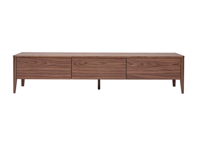 Meuble TV bois fonc&eacute; noyer 3 tiroirs L180 cm BENJA