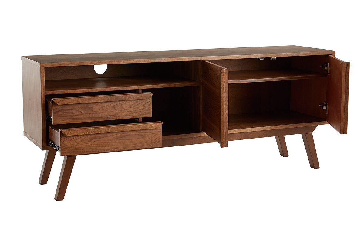 Meuble TV - Buffet vintage bois fonc� noyer L160 cm VOLVER