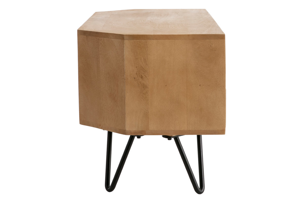 Meuble TV d'angle en bois manguier massif et m�tal noir L100 cm VIBES