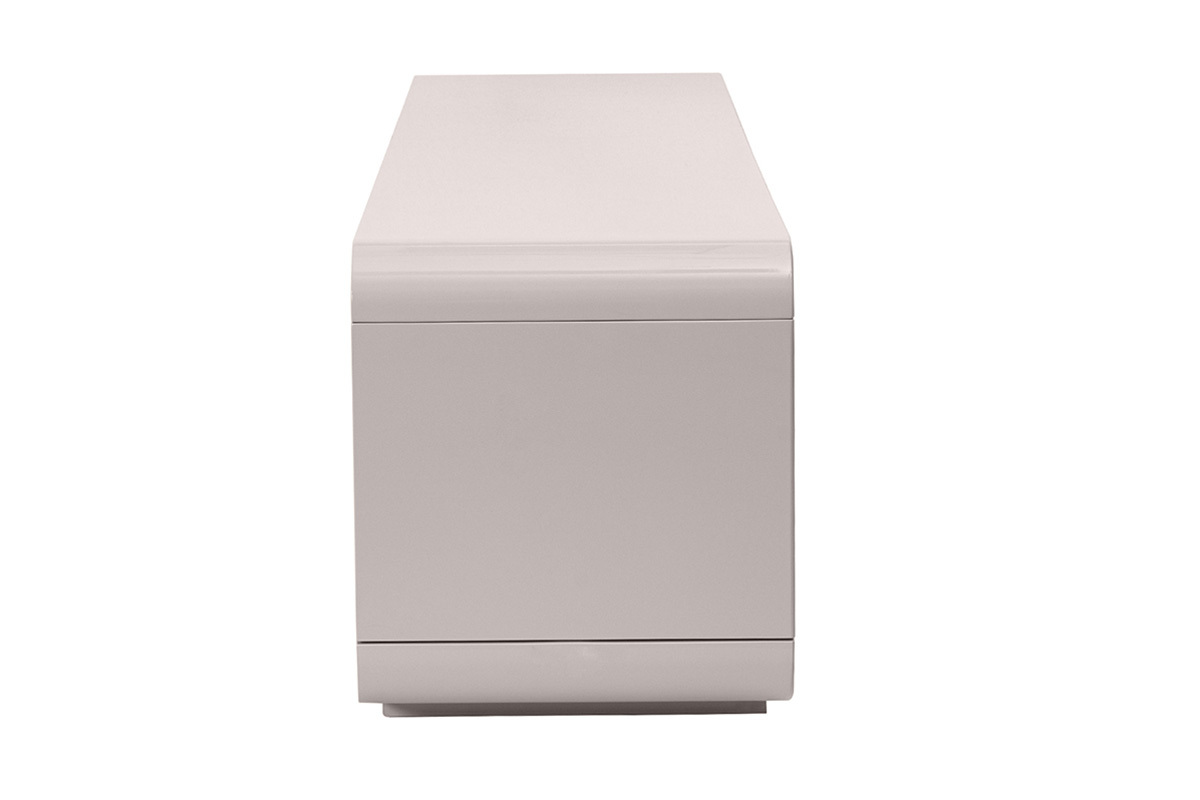 Meuble TV design beige laqu� brillant 3 tiroirs L180 cm SAILOR