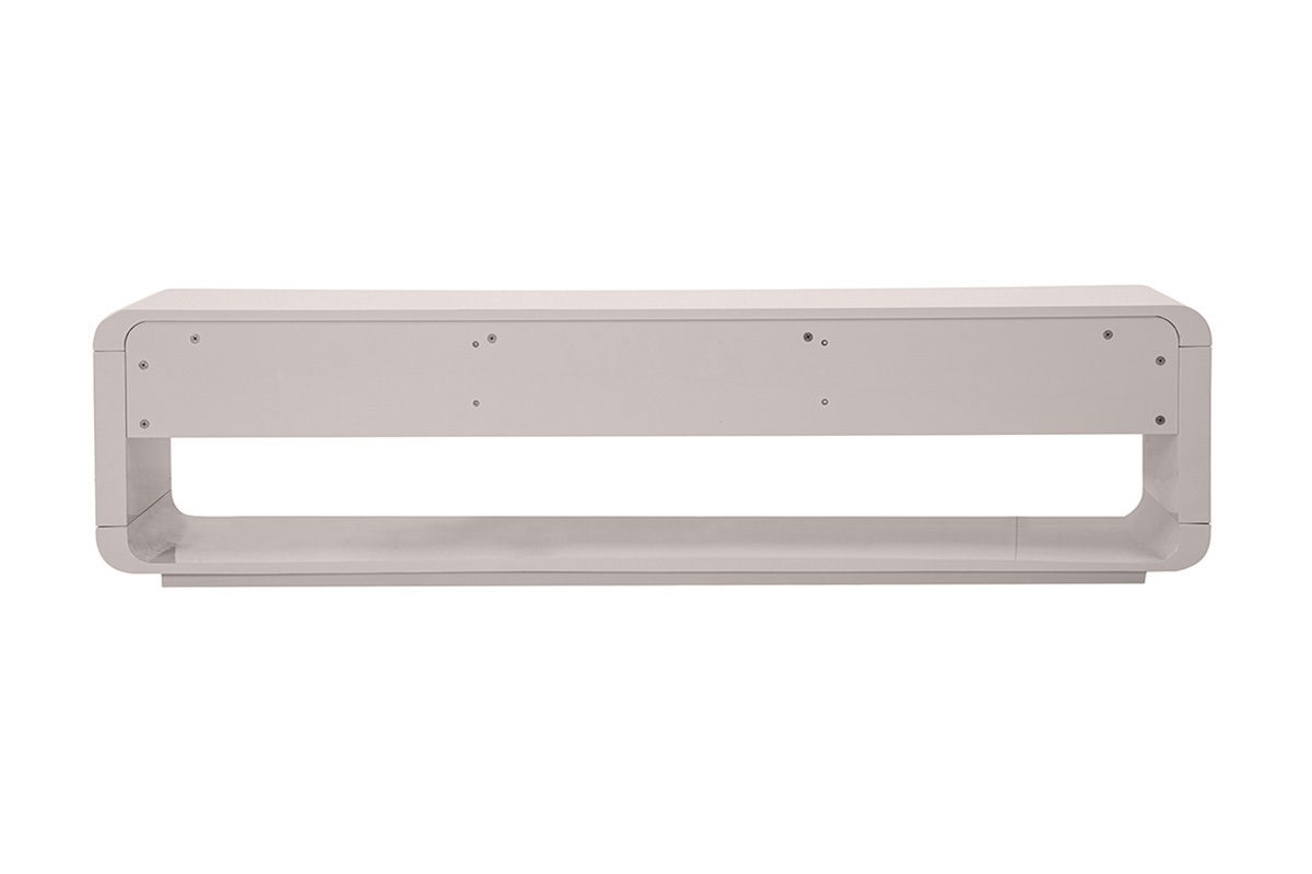 Meuble TV design beige laqu� brillant 3 tiroirs L180 cm SAILOR