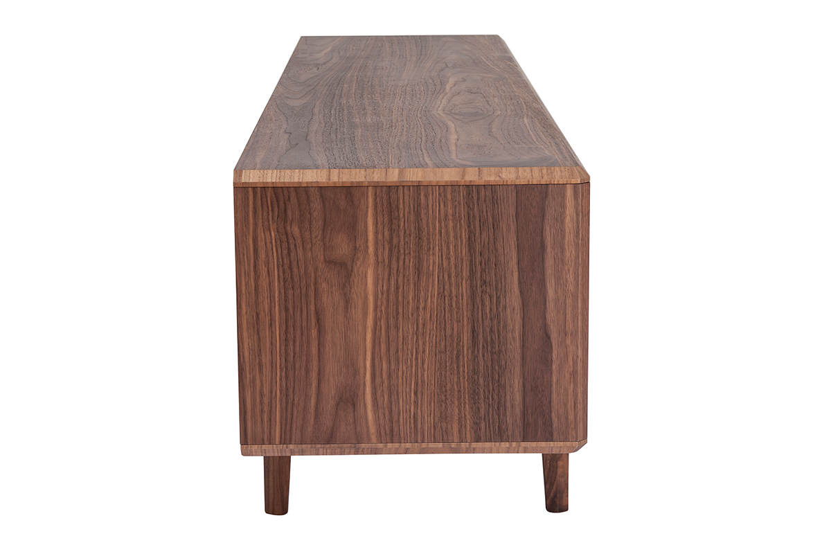 Meuble TV en bois fonc� noyer 1 porte 2 tiroirs L180 cm SUVA