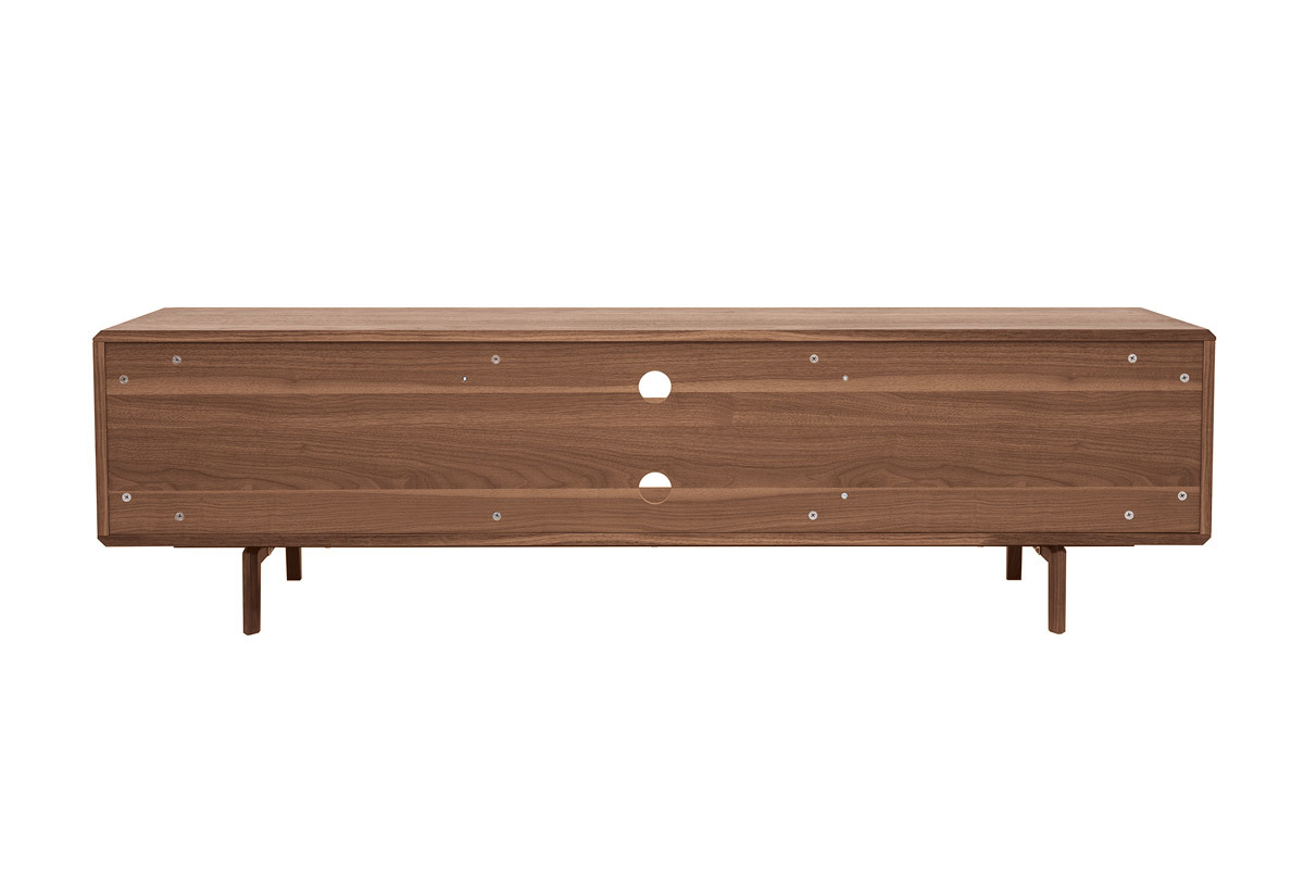 Meuble TV en bois fonc� noyer 1 porte 2 tiroirs L180 cm SUVA