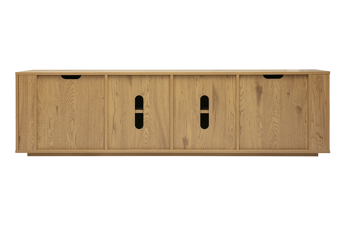 Meuble TV en bois clair ch�ne avec 4 portes, vue de dos