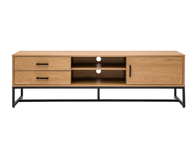 Meuble TV finition bois clair ch&ecirc;ne et m&eacute;tal noir L160 cm LOVATO