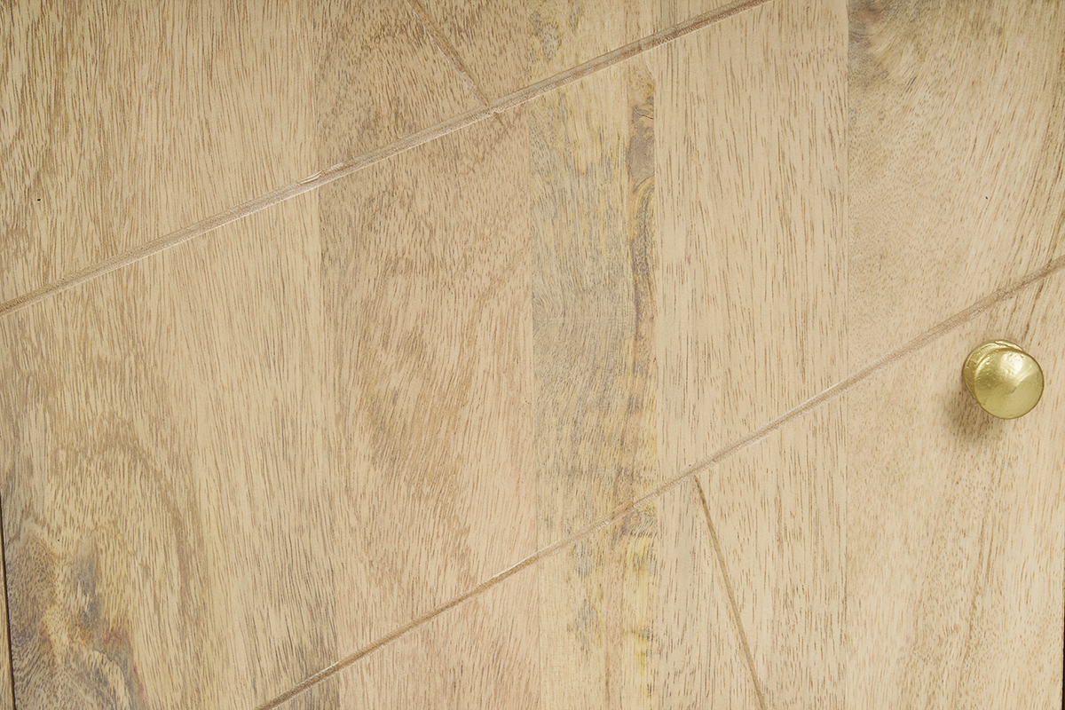 Meuble TV grav� en bois manguier massif et m�tal L130 LINIUM