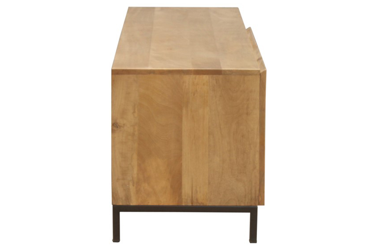 Meuble TV industriel en bois manguier massif et m�tal L145 cm YPSTER