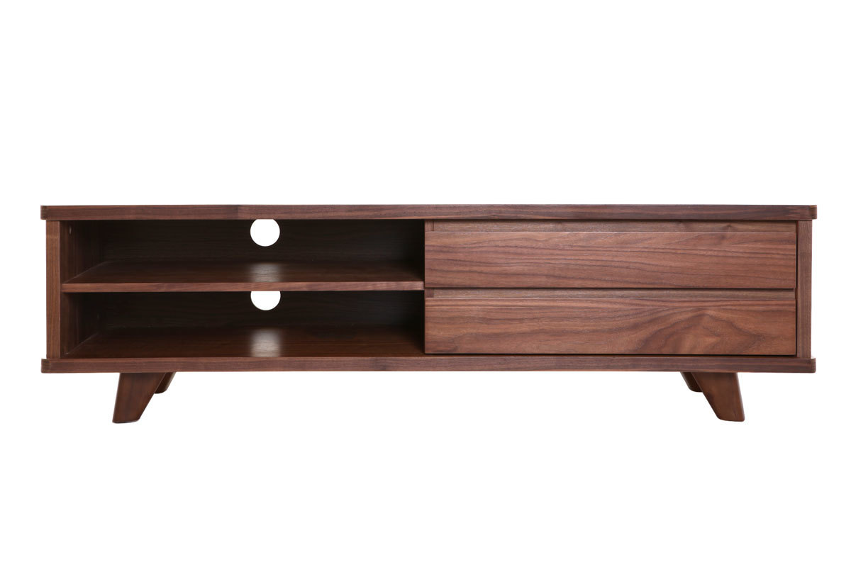 Meuble TV vintage bois fonc� avec tiroirs L140 cm FIFTIES