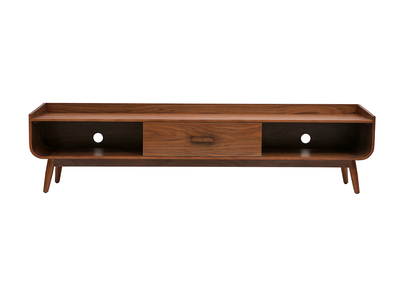 Meuble TV vintage bois fonc&eacute; noyer L200 cm HALLEN