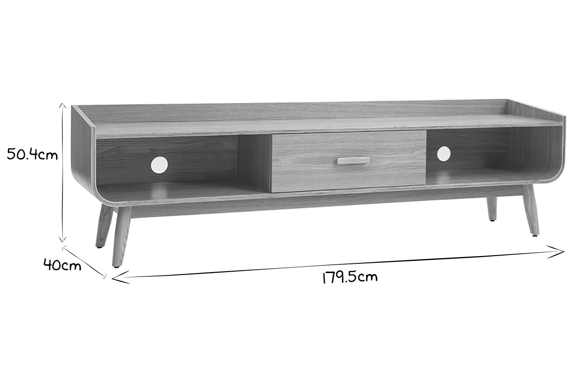 Meuble TV vintage bois noyer L180 cm HALLEN