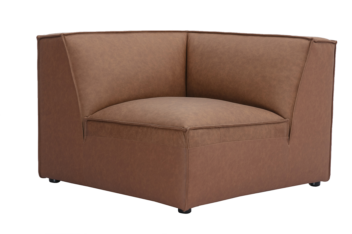 Module d'angle central pour canap� en cuir marron SPLIT