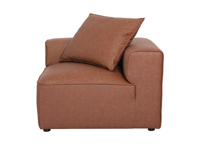 Module d'angle droit pour canap&eacute; en cuir marron FERGUS