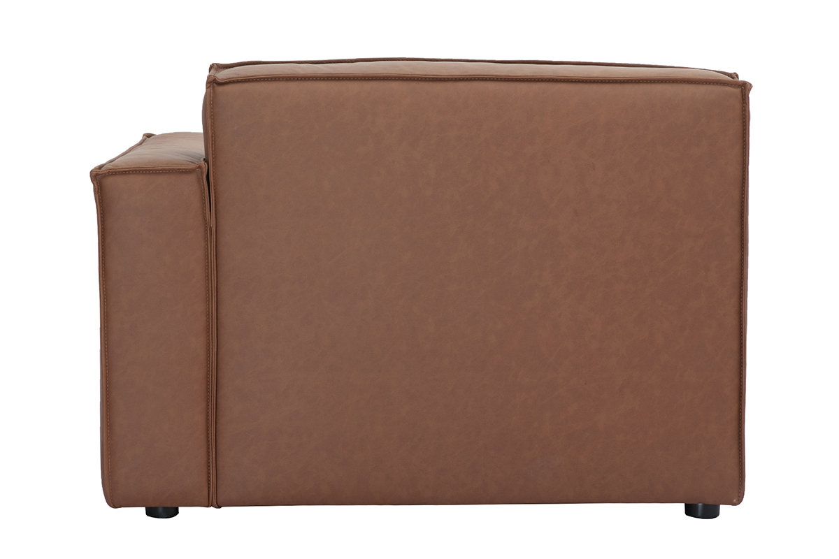 Module d'angle droit pour canap� en cuir marron SPLIT. Vue de dos.