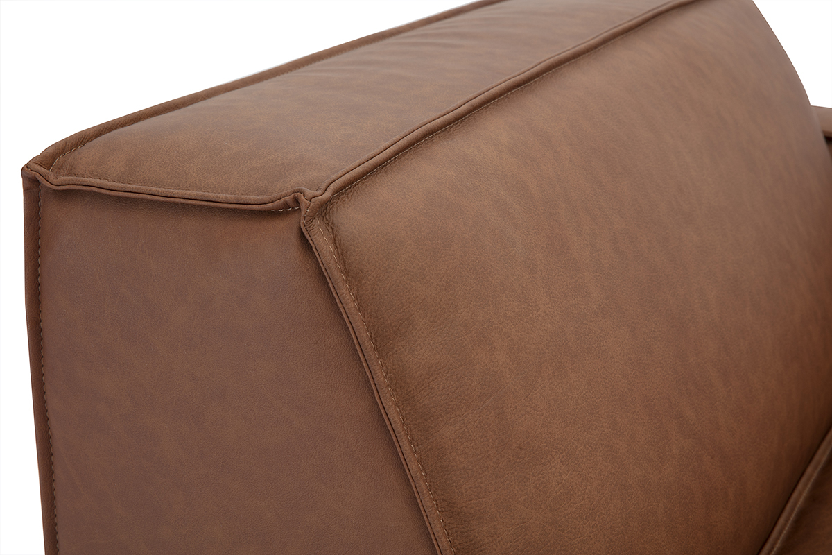 Zoom module d'angle droit canap� en cuir marron SPLIT