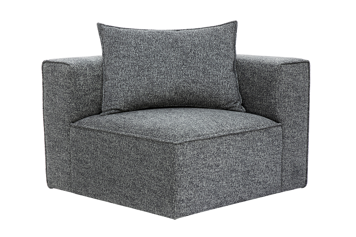Module d'angle droit pour canap� en tissu chin� gris fonc� KERRY